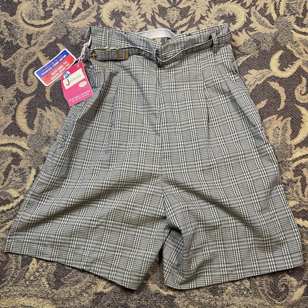 Vtg 50s Blue Bell Jeanie’s pleated plaid Bermuda shorts Size 12 Misses 24” New